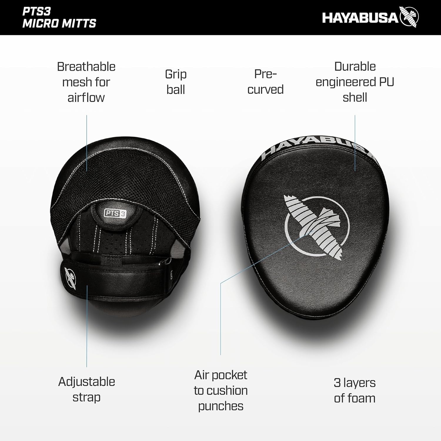 PTS 3 Focus Mitts Pair - Black, Micro