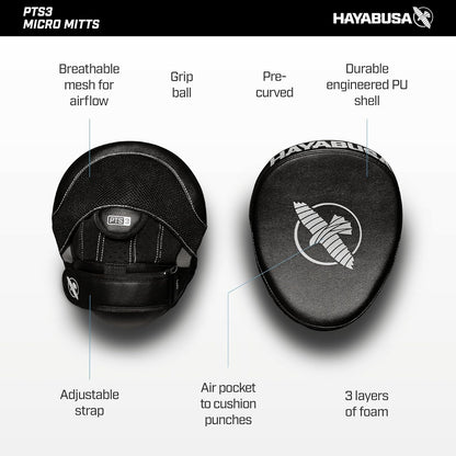 PTS 3 Focus Mitts Pair - Black, Micro