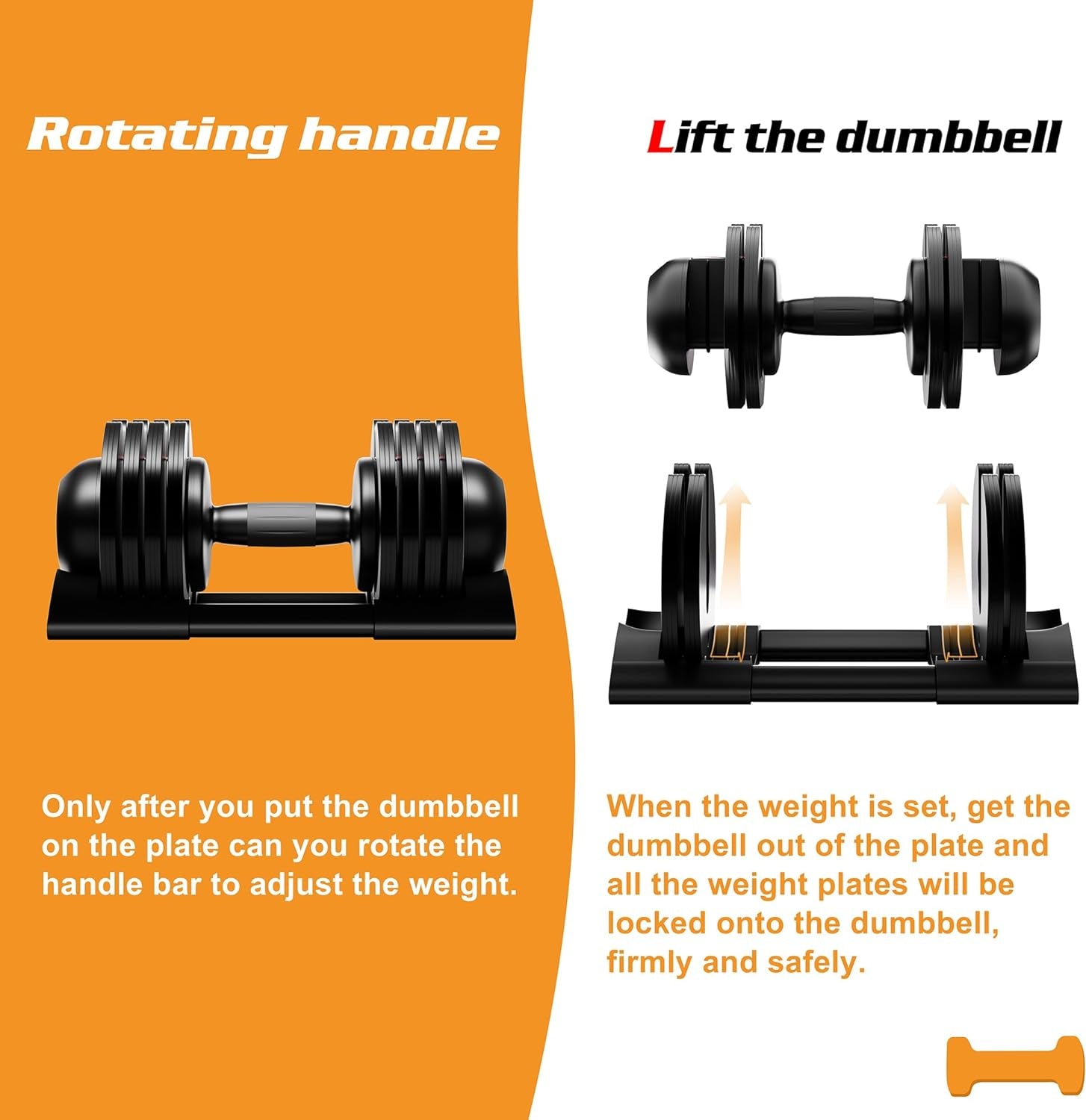 52LB Dumbbell Set with Tray for Workout Strength Training Fitness, Adjustable Weight Dial Dumbbell with Anti-Slip Handle and Weight Plate for Home Exercise