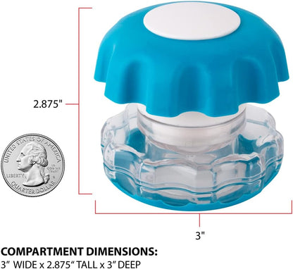 Pill Crusher, Cutter and Grinder, Daily Usage, Safely Cut Pills, Vitamins, Tablets, Accurate and Easy Cuttings, Stainless Steel Blade, Storage Compartment, Colors May Vary, Large, BPA Free