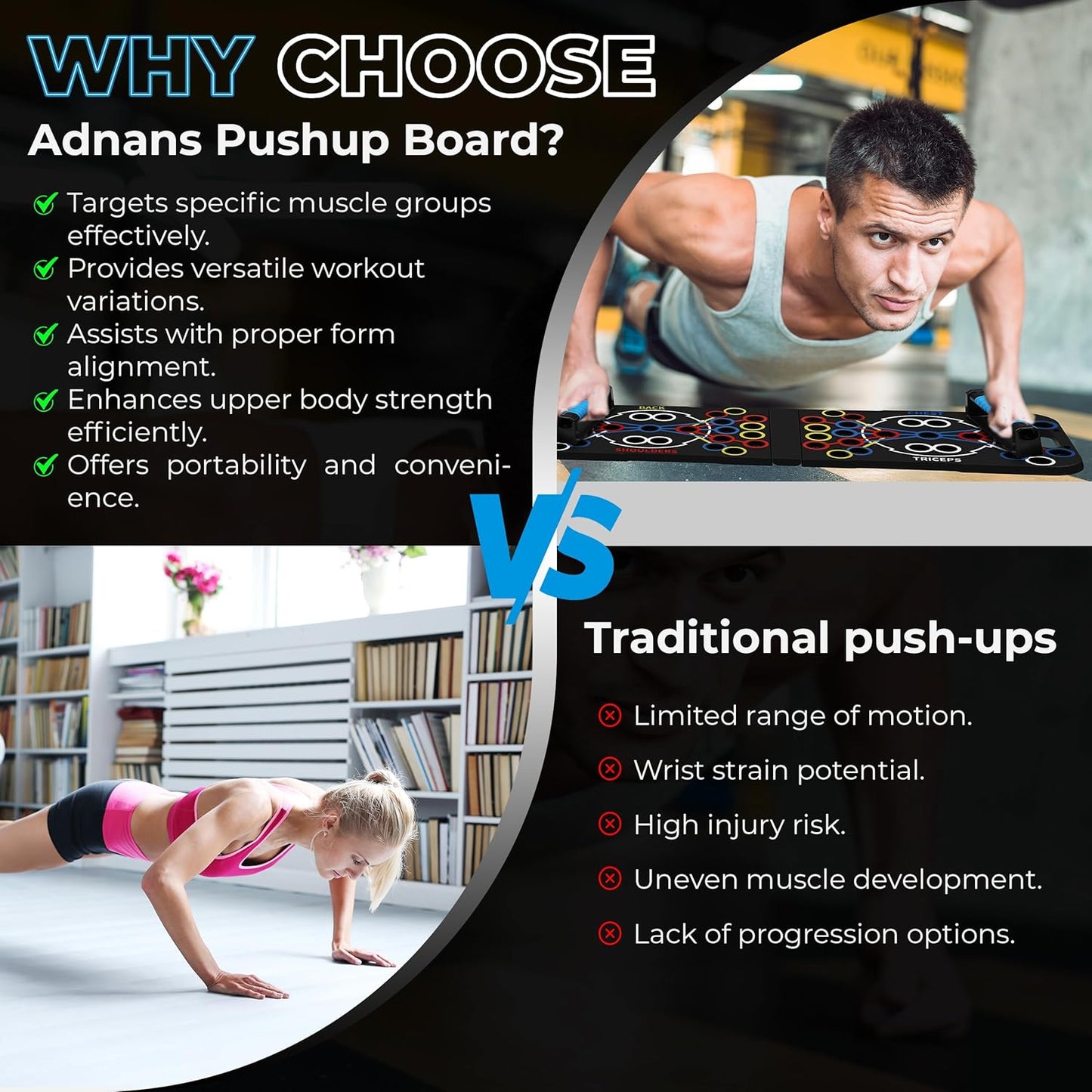 54 in 1 Upgraded Foldable Push up Board - Multi-Functional Push up Bar, Resistance Bands with Handles and Jumping Rope, at Home Workout Equipment for Perfect Push Up