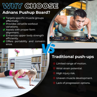 54 in 1 Upgraded Foldable Push up Board - Multi-Functional Push up Bar, Resistance Bands with Handles and Jumping Rope, at Home Workout Equipment for Perfect Push Up