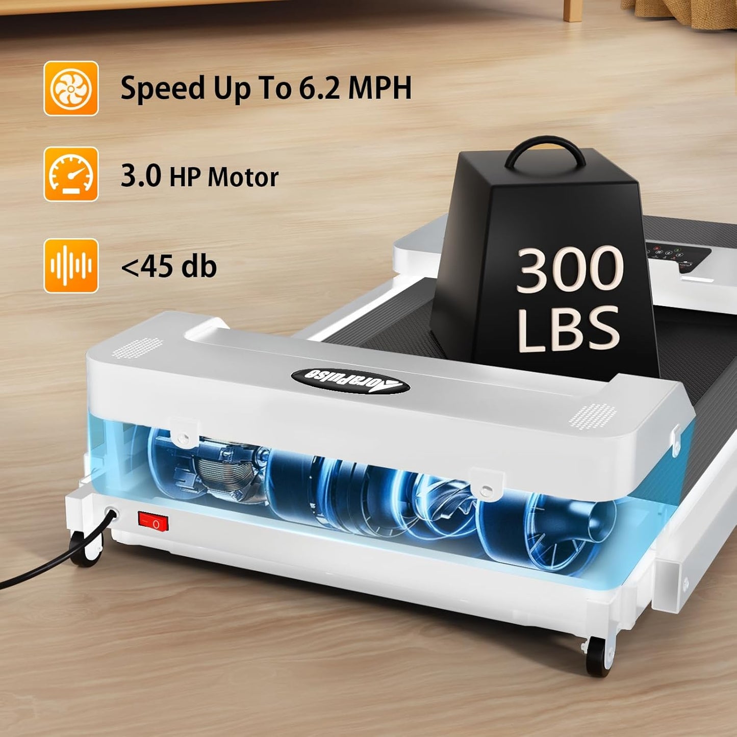 Portable Foldable Treadmills for Home, Small Folding Treadmill for Home Office with 300 LBS Capacity, Walking Running Exercise Electric Compact Treadmill with LED Display