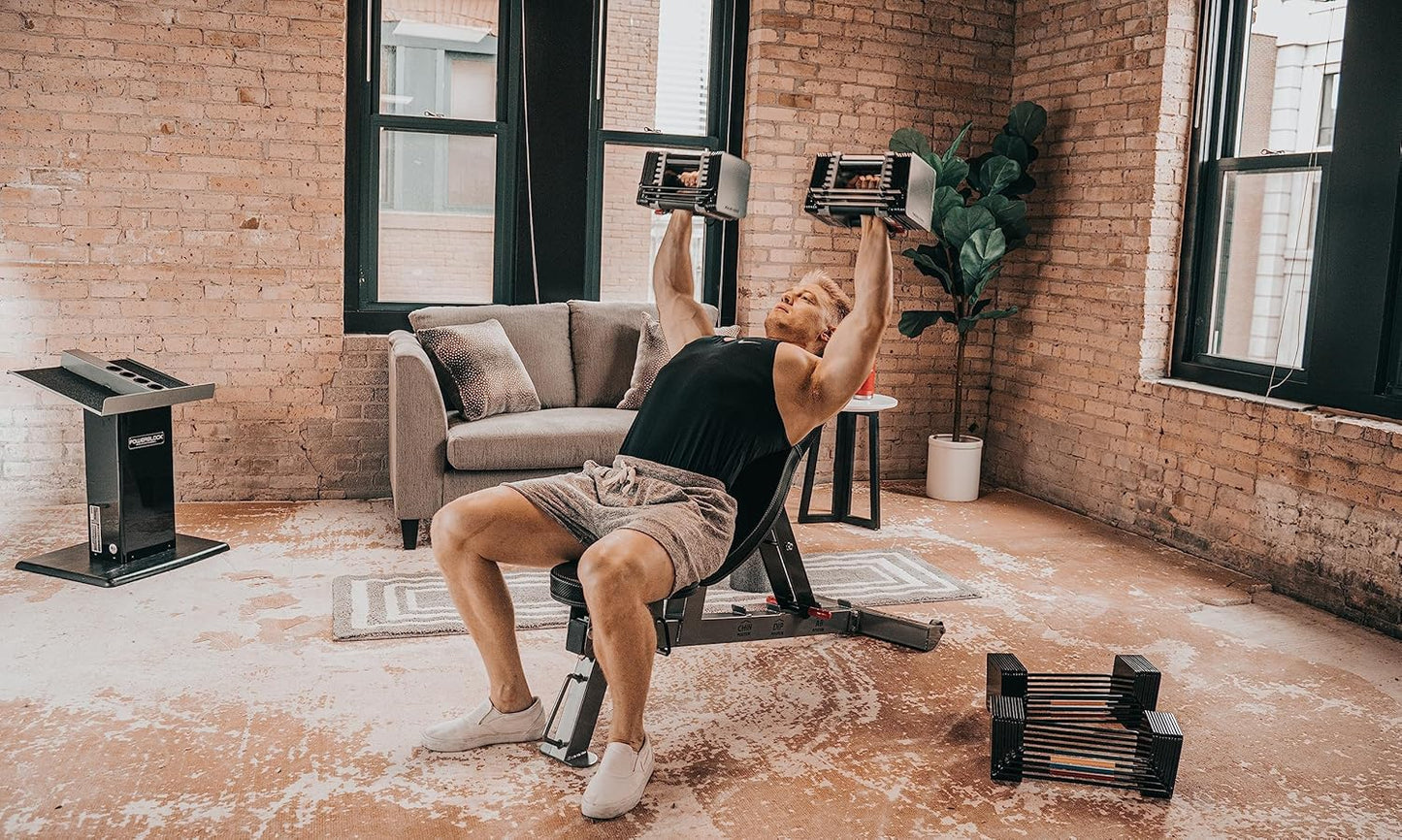 Elite USA 90 Pound Adjustable Dumbbells, Sold in Pairs, 10-90 Lb. Dumbbells, Durable Build, Innovative at Home Workout Equipment, Includes Stage 1, 2 & 3 Expansions Gray