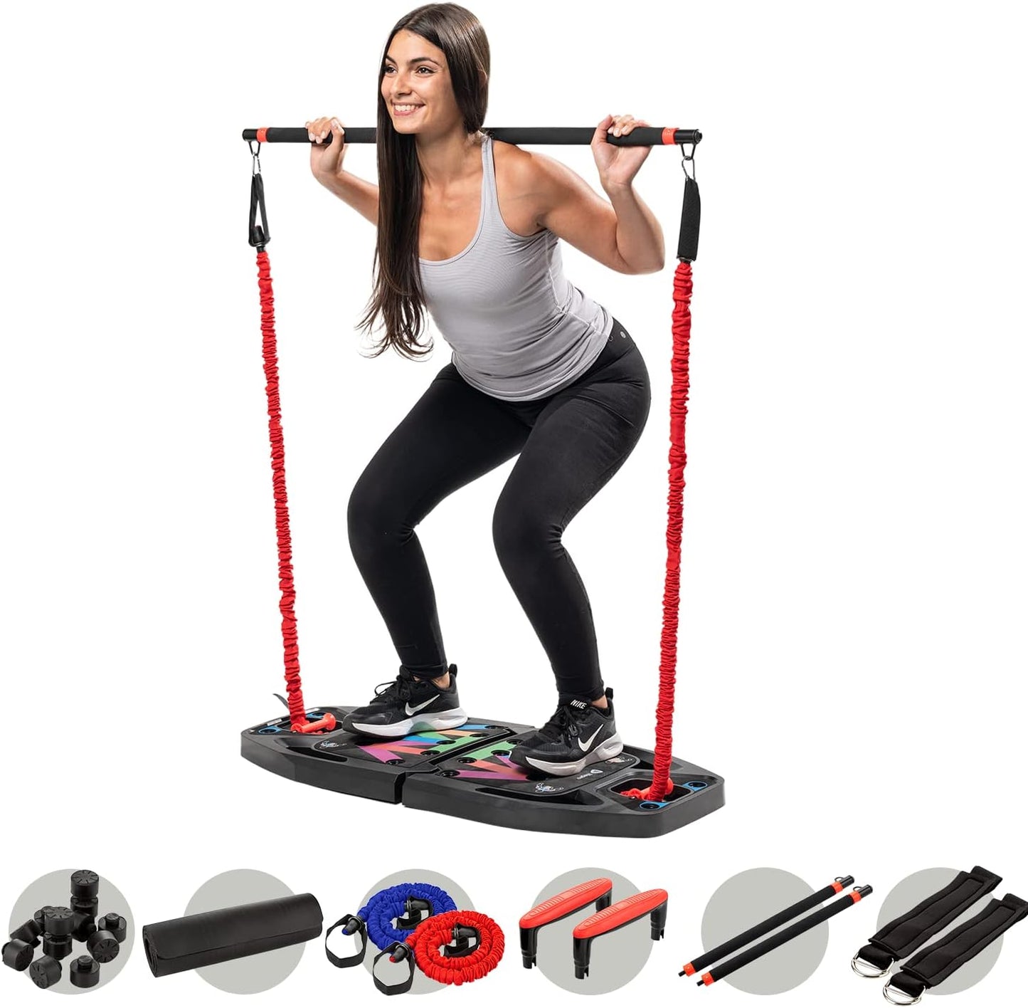 Portable Home Gym with Push up Training Board for Full Body Workouts Push up Rack Board with 4 Resistance Bands - Home Workout Kit Platform for Home Workouts