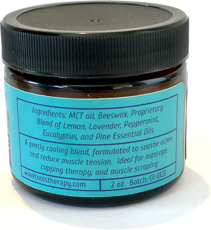 Wave Tools All Natural Recovery Balm Soothe Small Batch Pure Essential Oils Ideal for Massage in Amber Glass Jar 2 Oz Glass Jar