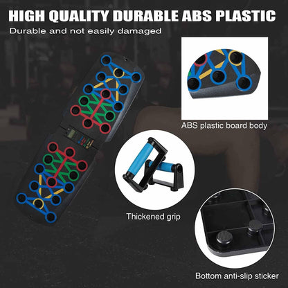 Push up Board with Automatic Count and Handles Foldable Multi System Portable Professional Workout Equipment Pushup Bar Resistance Chest Exercise Strength Function Gym Home Floor Men & Women