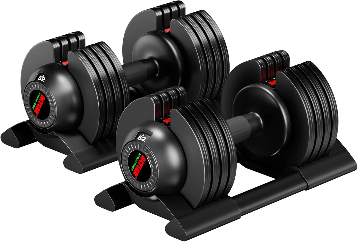 52LB Dumbbell Set with Tray for Workout Strength Training Fitness, Adjustable Weight Dial Dumbbell with Anti-Slip Handle and Weight Plate for Home Exercise