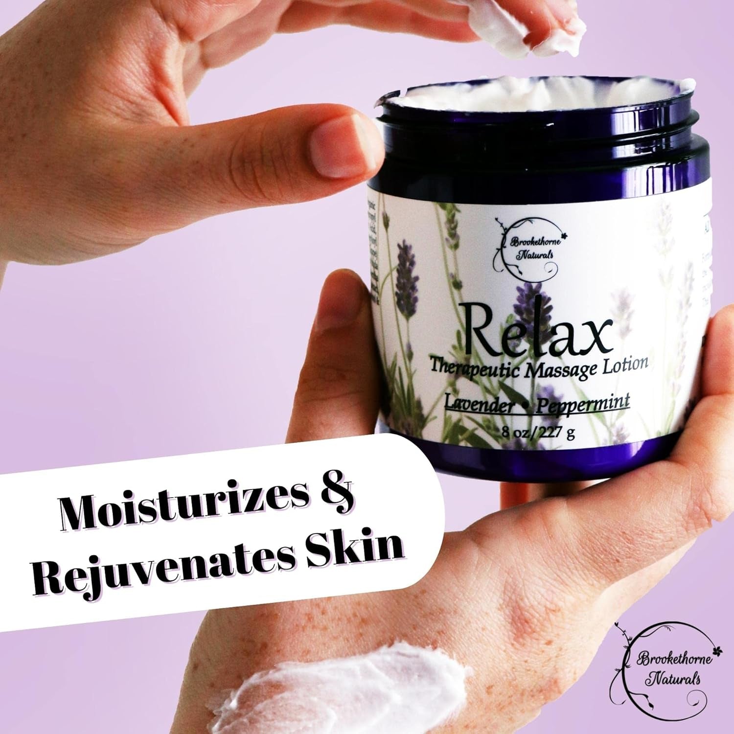 Relax Therapeutic Massage Lotion – All Natural Enriched with Lavender & Peppermint Essential Oils Perfect for Massage Therapy - Massage Cream for Full Body Massage -  8Oz