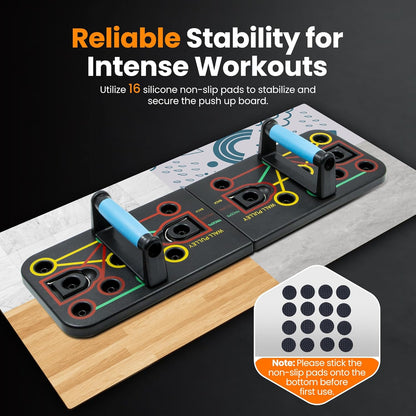 Push-Up Board, Home Gym, Portable Fitness Equipment, Pilates Bar, and 20 Fitness Accessories, Including Resistance Bands and an Ab Wheel, for Full-Body Workouts at Home