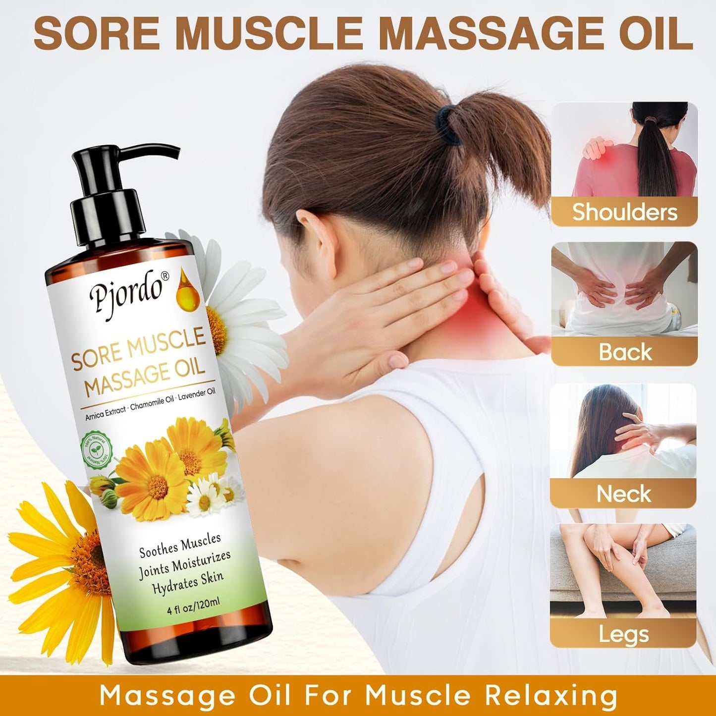 Fathers Day Gift for Husband, Body Massage Oil for Massage Therapy Kit, Lilac, Lavender, Sore Muscle Arnica Oil with Massage Roller Ball, Relaxing Massage Oils for Date Night