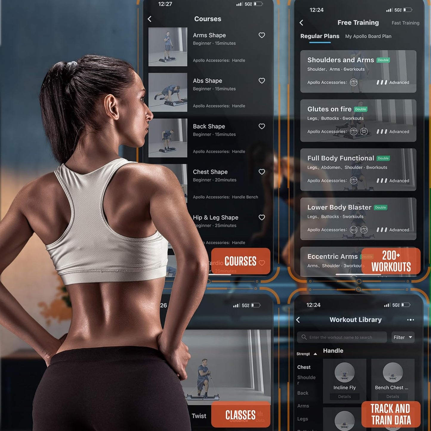 Apollo Board Mini: 150Lb Resistance Smart Cable Machine, Functional Trainer for Full Body Workouts, Full Body Strength, Digital Home Gym Equipment with Free App Includes Accessories, Orange