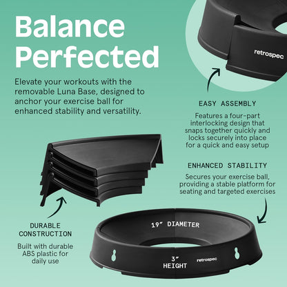 Luna Exercise Ball, Base & Pump/Ball & Pump with Anti-Burst Material - Fitness Gym Swiss Ball - Perfect for Balance, Stability, Yoga, Pilates, Pregnancy & Birthing