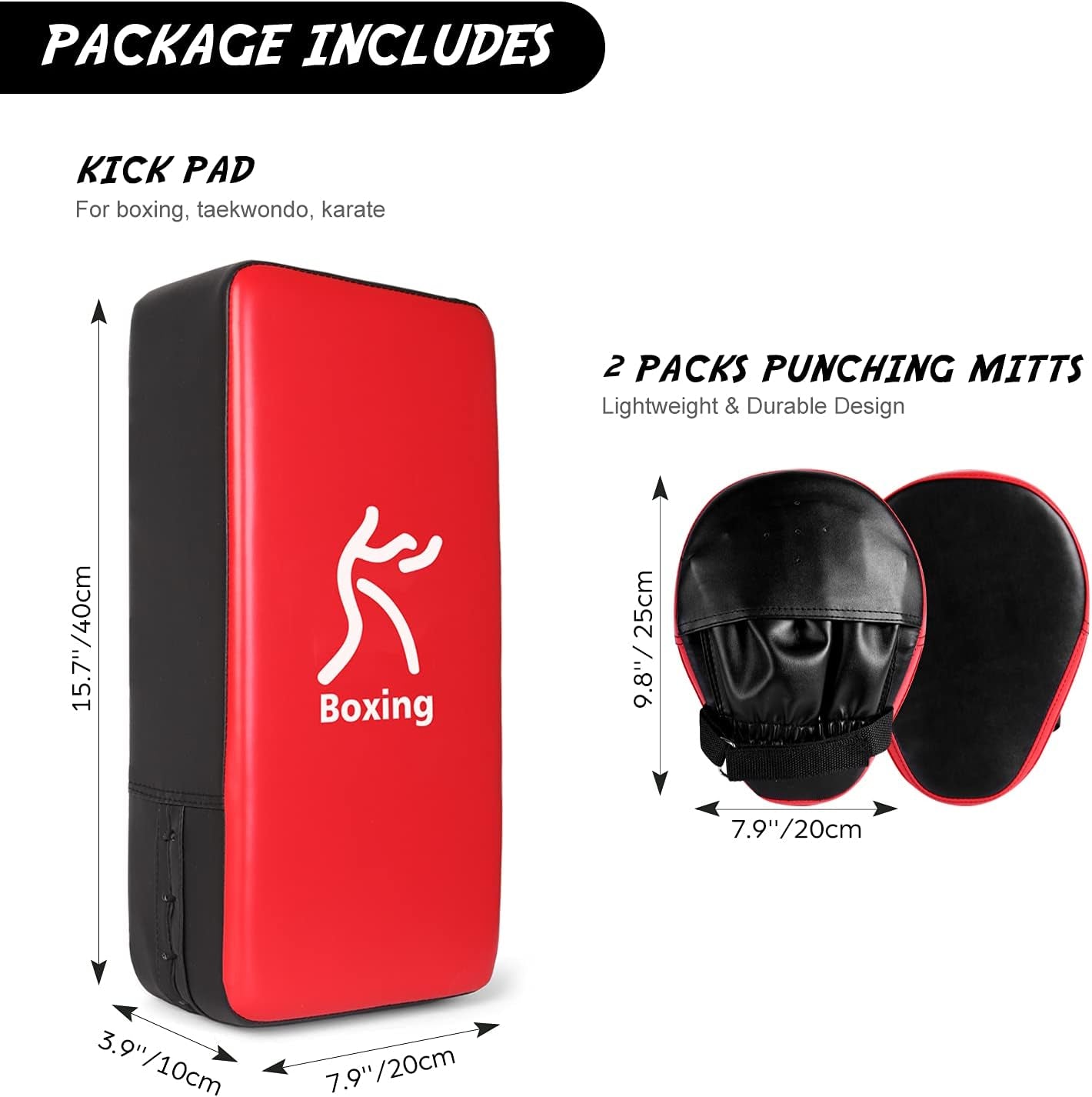 Punching Mitts Kick Pack Set, Boxing Mitts Focus Pads, Taewondo Kick Pad, Great for Boxing, Kickboxing, Karate, Muay Thai, MMA Training