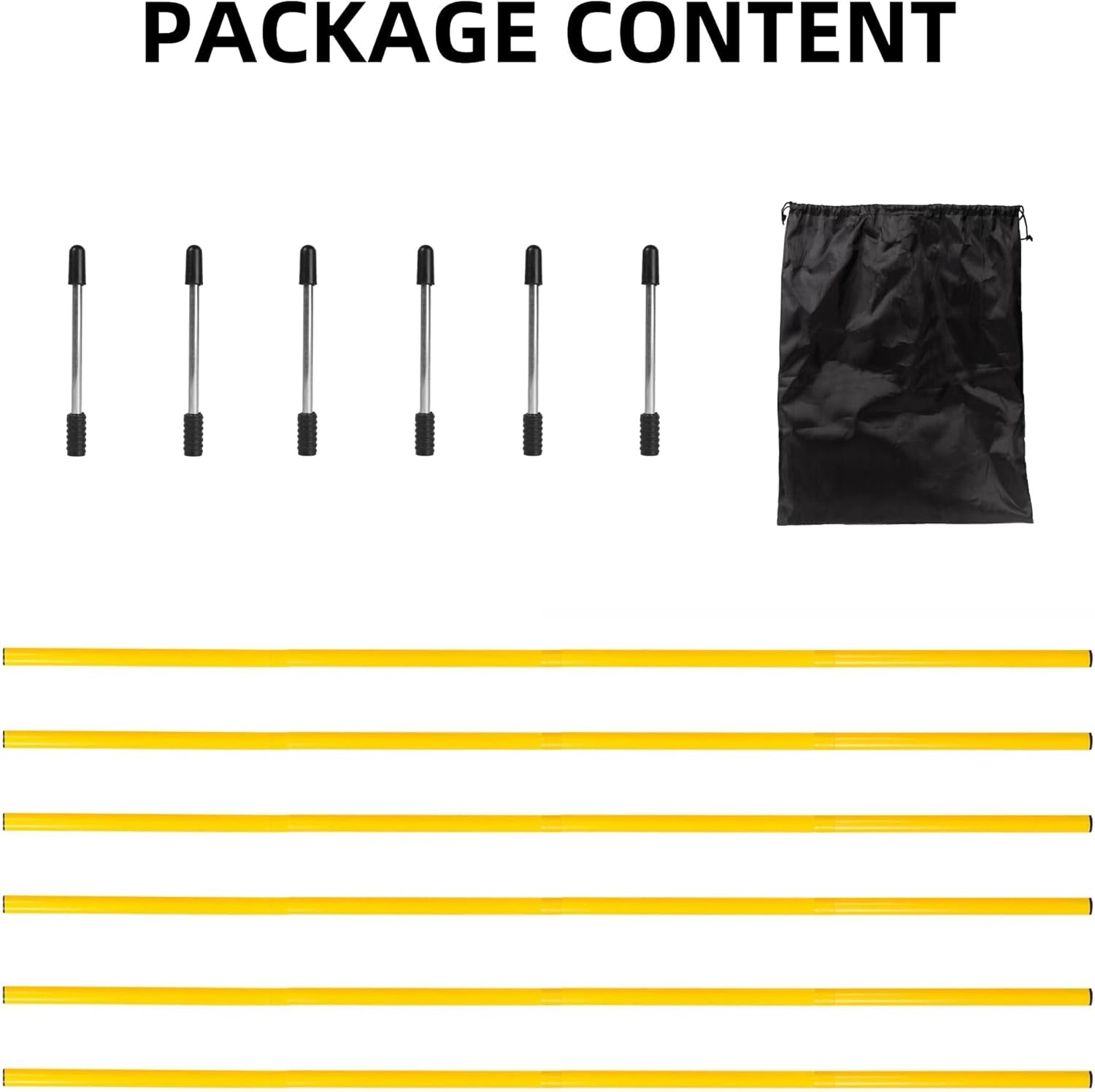 6 Pcs 5FT Adjustable Agility Training Poles for Soccer,Basketball,Football,Dog,Horse Training-Speed and Agility Training Equipment Sports Training Sticks with Stainless Steel Ground Nails