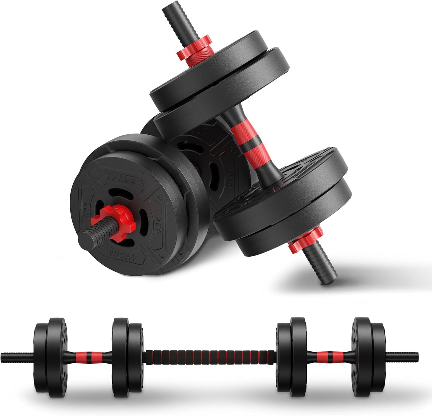 Multi-Functional Portable Changeable Dumbbell and Barbell Kettlebell Set with Adjustable Weights, Multiple Styles, 40LBS or 60LBS Sets