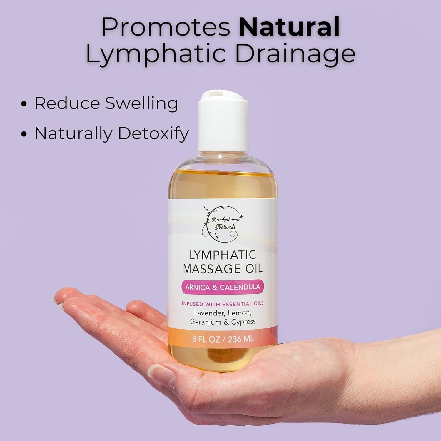 Lymphatic Massage Oil for Massage Therapy & Natural Lymphatic Drainage | Premium Quality with Arnica & Lavender Oil | for Post Surgery Recovery & Detox | 8Oz by