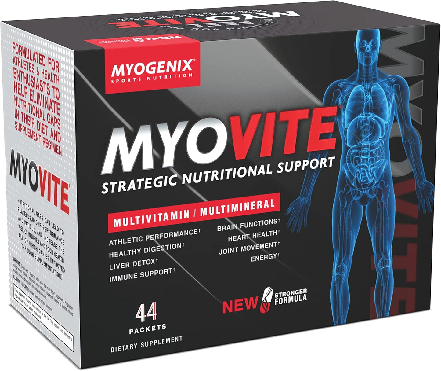 Myovite Multivitamins for Athletes - High Performance Vitamins for Men and Women Athletes, Daily Vitamins for Optimum Nutrition, Muscle Function, and General Health, 44 Packets per Box
