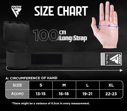 Gel Boxing Hand Wraps Inner Gloves Men Women, Quick 100Cm Long Wrist Straps, Elasticated Padded Fist under Mitts Protection, Muay Thai MMA Kickboxing Martial Arts Punching Training Bandages