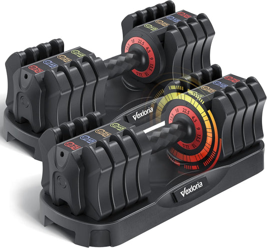 Adjustable Dumbbell Set, 22.5Lb 5-In-1 Quick Adjust Dumbbell, Free Weights with Storage Tray for Home Gym, Full Body Workout Equipment for Men & Women