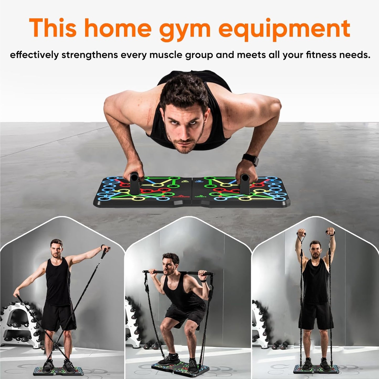 upgraded Push-Up Board Home Fitness Accessories, Multifunctional 30-In-2 Push-Up Bar Fitness Equipment, Portable Strength Training Equipment with Push-Up Handles and Pilates Bar