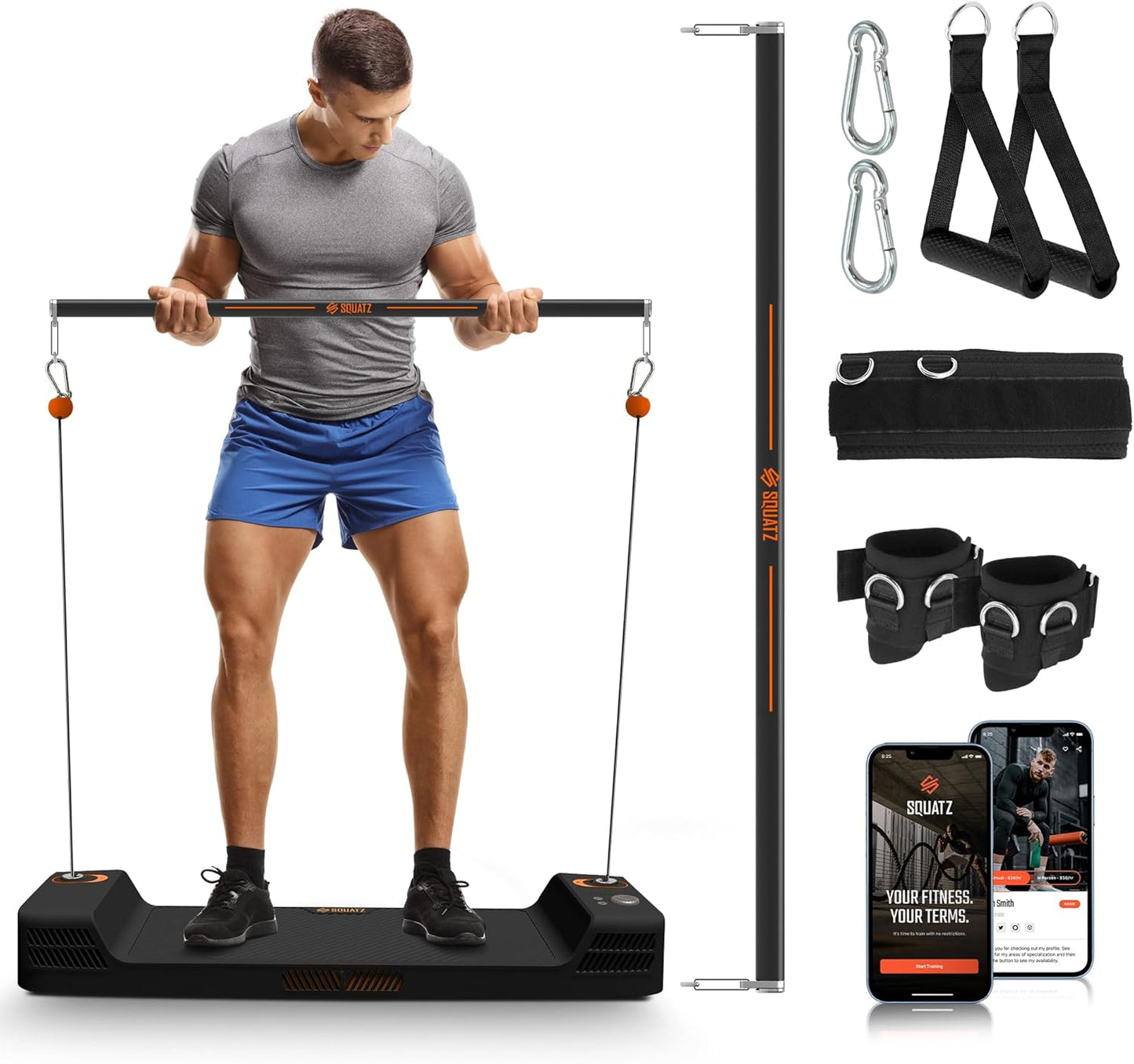 Apollo Board Mini: 150Lb Resistance Smart Cable Machine, Functional Trainer for Full Body Workouts, Full Body Strength, Digital Home Gym Equipment with Free App Includes Accessories, Orange