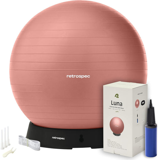 Luna Exercise Ball, Base & Pump/Ball & Pump with Anti-Burst Material - Fitness Gym Swiss Ball - Perfect for Balance, Stability, Yoga, Pilates, Pregnancy & Birthing