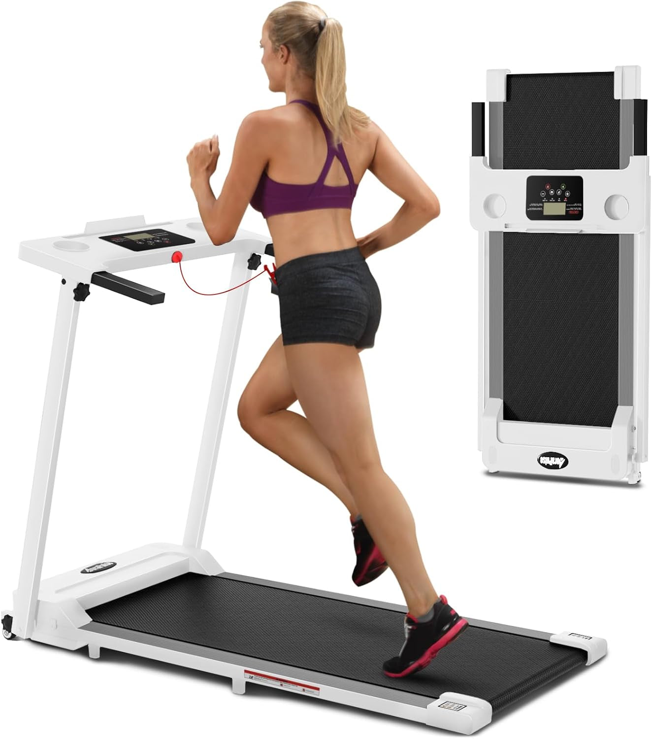 Portable Foldable Treadmills for Home, Small Folding Treadmill for Home Office with 300 LBS Capacity, Walking Running Exercise Electric Compact Treadmill with LED Display
