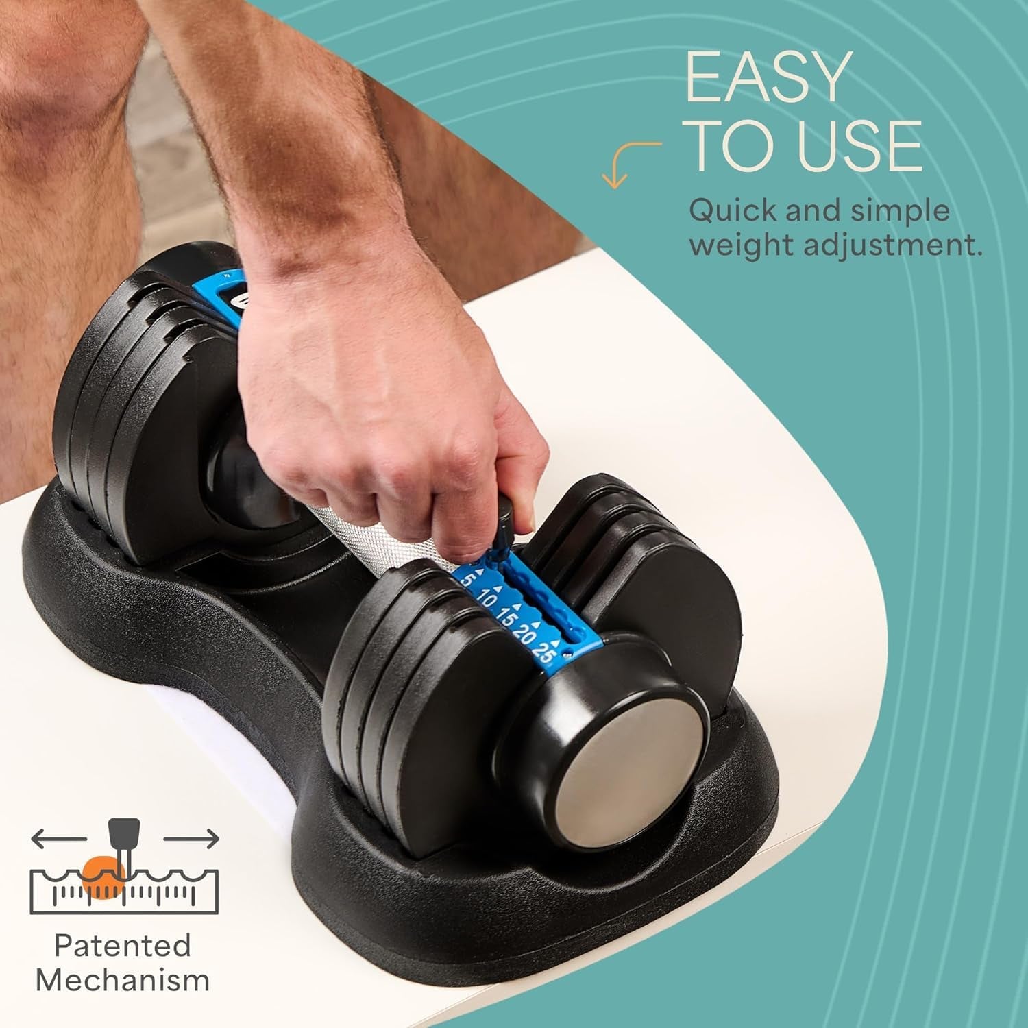 Adjustable Dumbbells Set - 5In1-15Lb 25Lb 43Lb 55Lb Weights Set & Single with Rack - Quick Adjust, Secure Grip - Compact Hand Weights for Men Women Home Gym