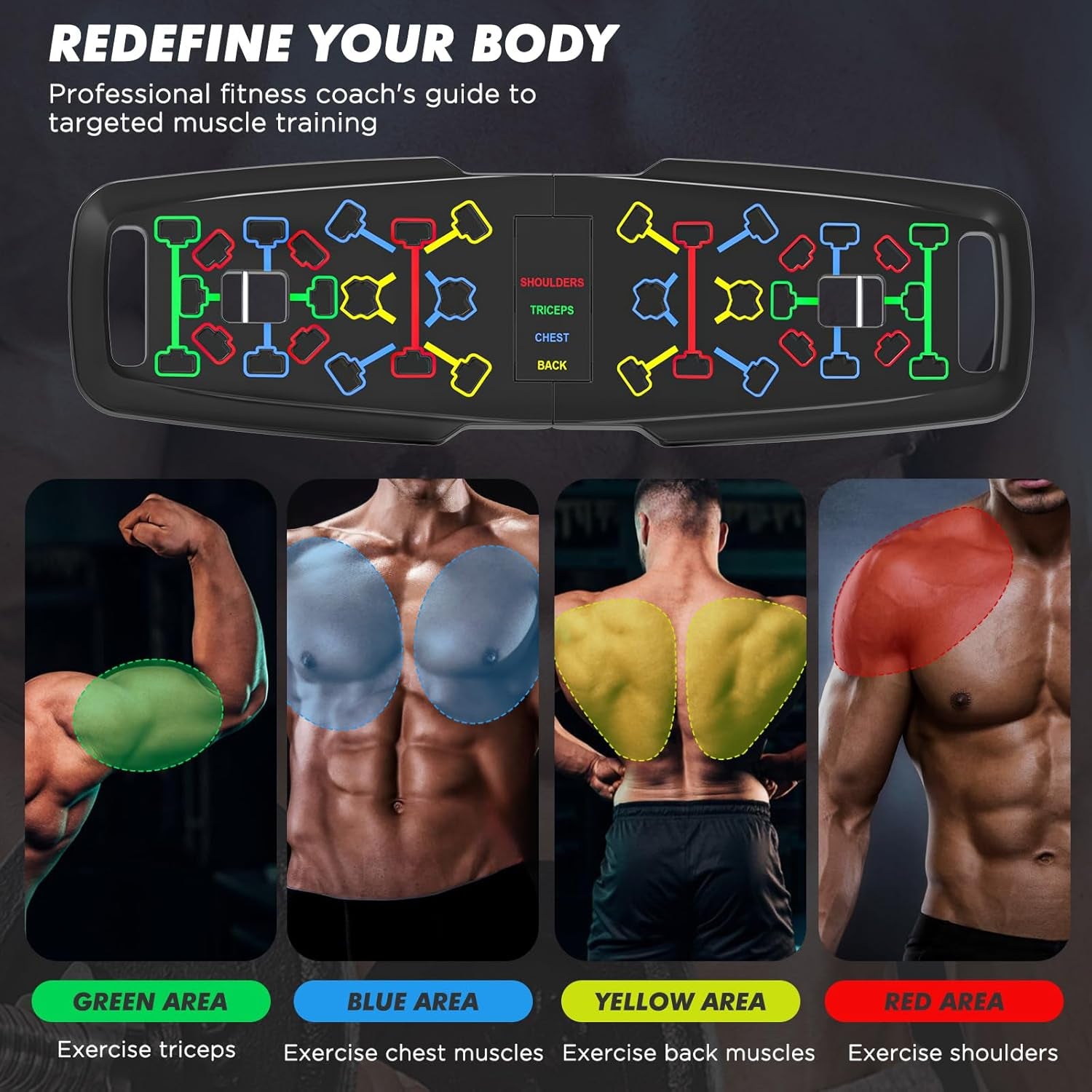 Portable Home Gym Workout Equipment, Push up Board, Pilates Bar & Fitness Accessories with Resistance Bands for Upper Body Strength Training Full Body Workout at Home