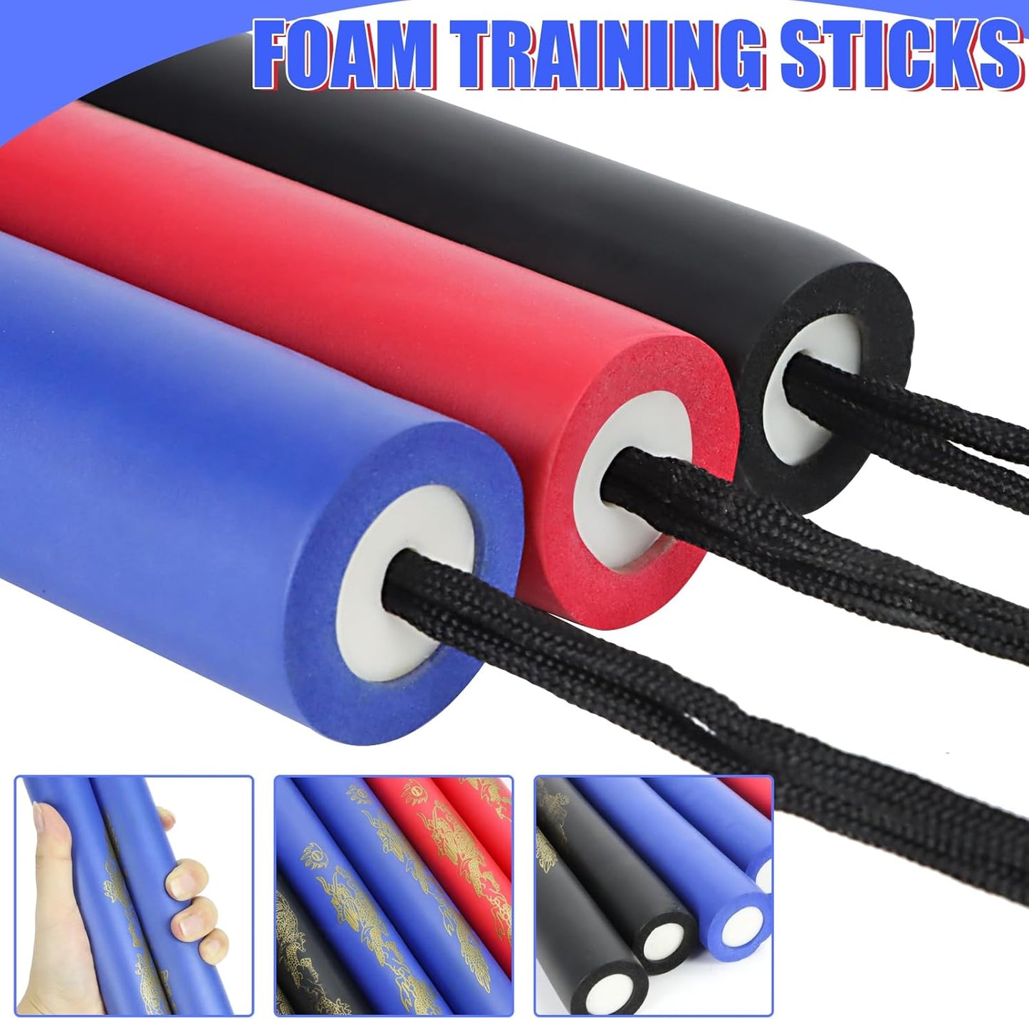 Foam Rubber Training Sticks, Martial Art Sticks for Kids & Beginners Practice and Training