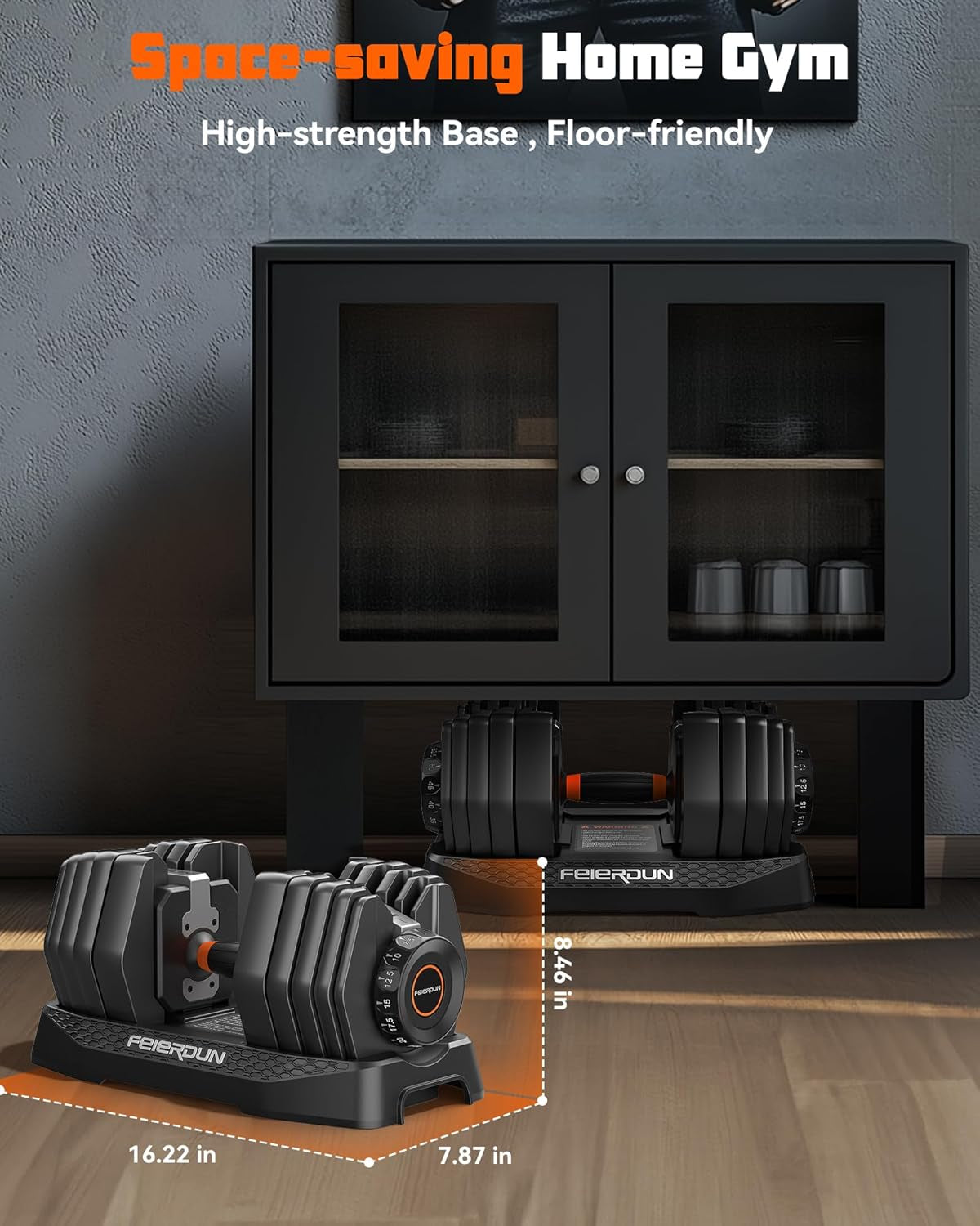 Adjustable Dumbbell Set, 5-52.5Lb Free Weight Dumbbells, 15 in 1, Quick Adjust Weight Set with Non-Slip Handles and Tray, Dumbbells for Home Gym Exercise Strength Training, Unisex