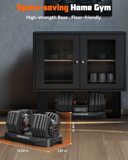 Adjustable Dumbbell Set, 5-52.5Lb Free Weight Dumbbells, 15 in 1, Quick Adjust Weight Set with Non-Slip Handles and Tray, Dumbbells for Home Gym Exercise Strength Training, Unisex