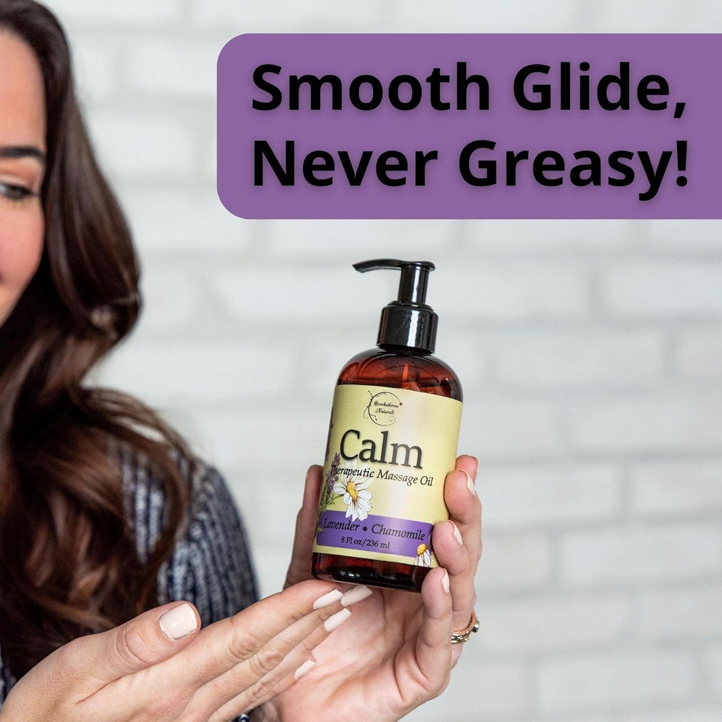 Calm Massage Oil for Massage Therapy with Lavender & Chamomile Essential Oils to Relax Sore Muscles | All Natural with Coconut, Grapeseed & Jojoba for Smooth Skin |  8Oz