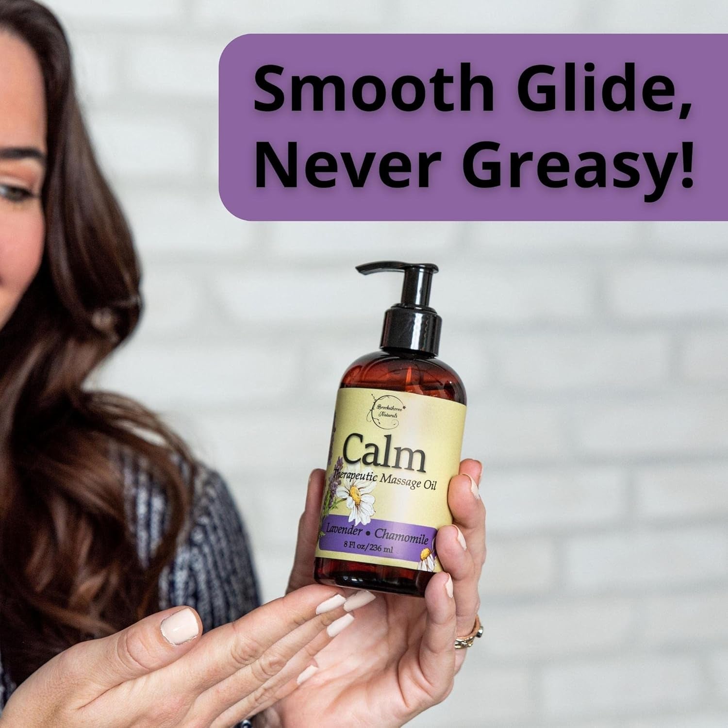 Calm Massage Oil for Massage Therapy with Lavender & Chamomile Essential Oils to Relax Sore Muscles | All Natural with Coconut, Grapeseed & Jojoba for Smooth Skin |  8Oz