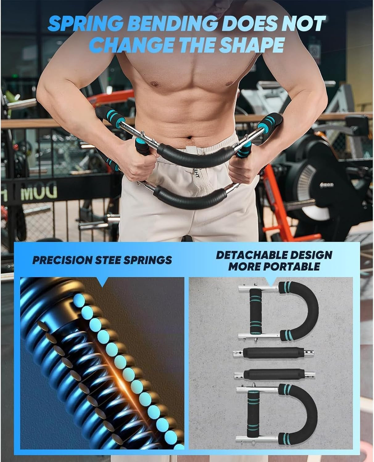 Saker Twister Arm Trainer, 40-100Lb Adjustable Chest Workout Equipment Power Twist Arm Trainer, Forearm Strengthener, Portable Spring Resistance for Home Fitness