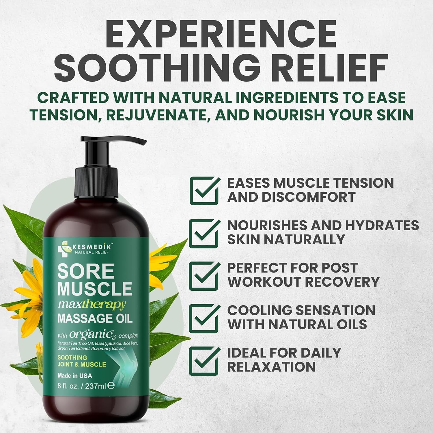 Sore Muscle Massage Oil for Massage Therapy | Arnica, Eucalyptus & Tea Tree Oil Blend for Deep Muscle Relief & Recovery, Softens Skin & anti Cellulite Care – Professional & Home Use (2-Pack)