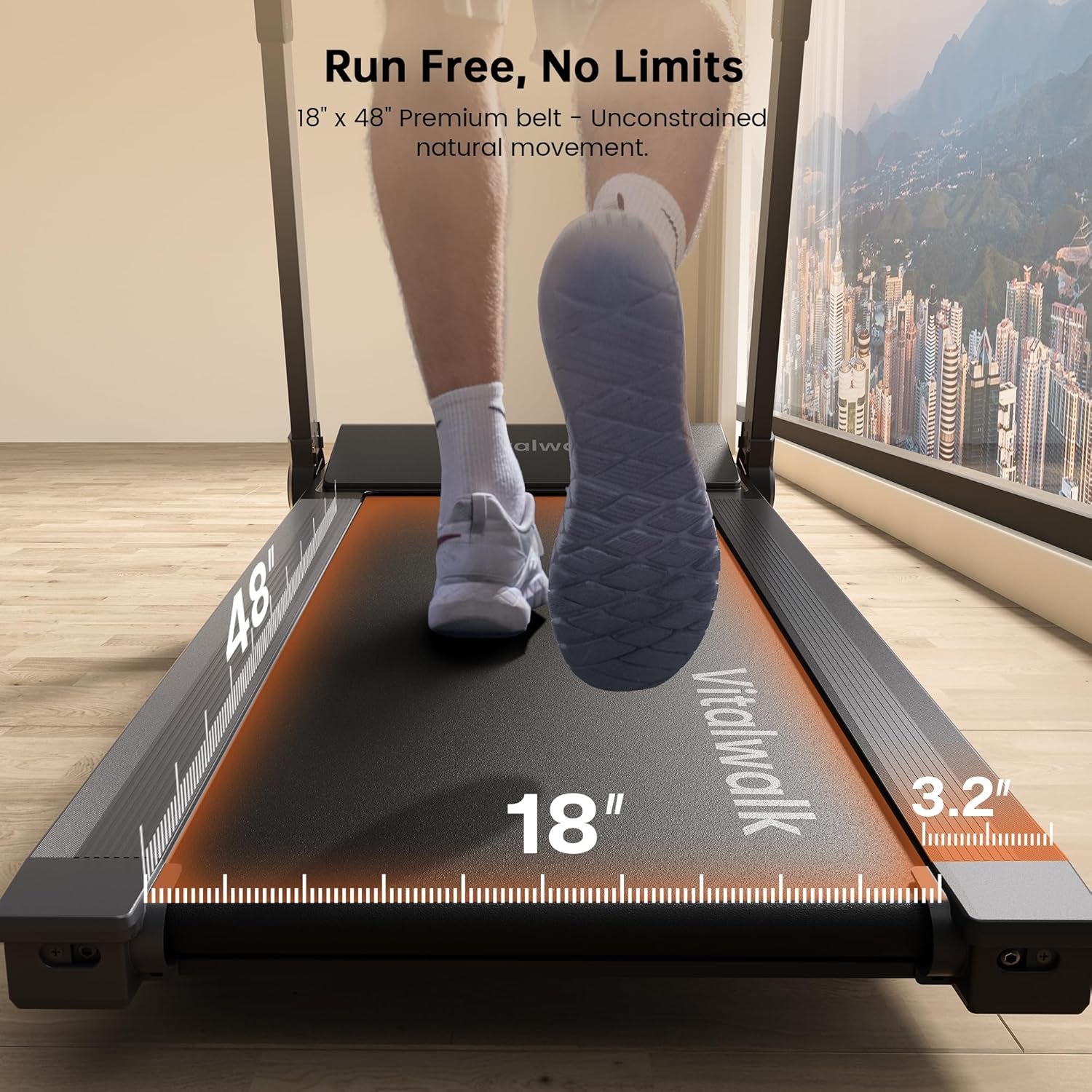 Foldable Treadmill with 15% Auto Incline & 10MPH - Commercial 3.5HP Brushless Quiet, 18"X48" Wide Running Deck, Walking Pad Treadmill for Home Gym Office, 350Lbs Capacity, APP - No Installation