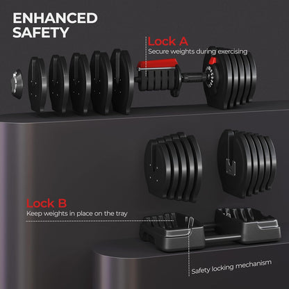 Adjustable Dumbbell Set Free Weight Dumbbells 40Lbs/52.5Lbs/90Lbs Fast Adjust Dumbbells Dumbbell Weight Set, with Tray for Men/Women Strength Training Equipment