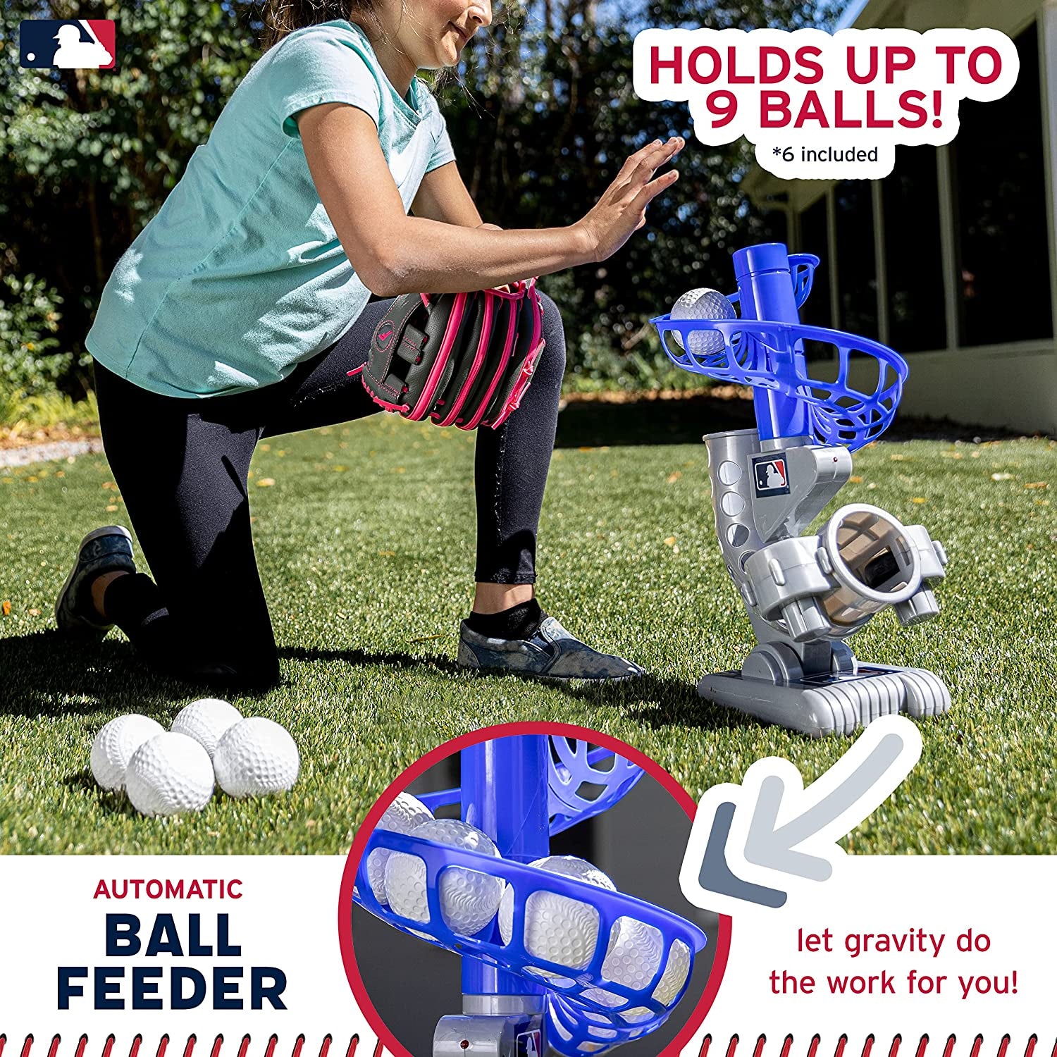 Electronic Baseball Pitching Machine - Automatic Youth Pitching Machine with (6) Plastic Baseballs Included -Youth Baseball Pitcher