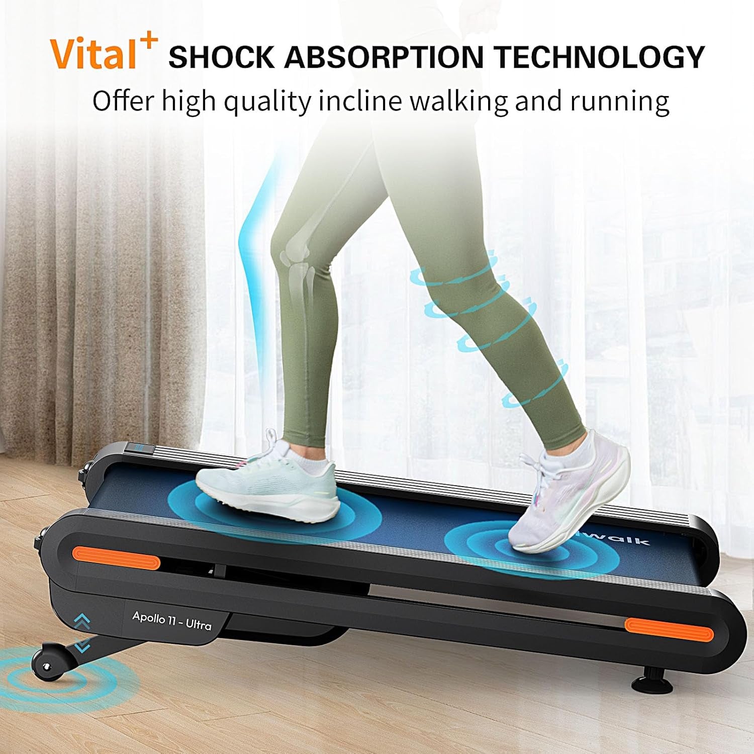 Walking Pad Treadmill with Auto Incline 6 Levels 12% - 18"X43" Wide Full Deck under Desk Treadmill for Home Office, Upright Stand Space-Saving, 350Lbs Capacity Heavy Duty, APP & Double Frame