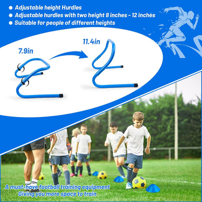 Speed Agility Training Set- Agility Ladder,12 Cones, 4 Adjustable Hurdles,Parachute, Exercise Workout Equipment Boost Fitness & Increase Quick Footwork