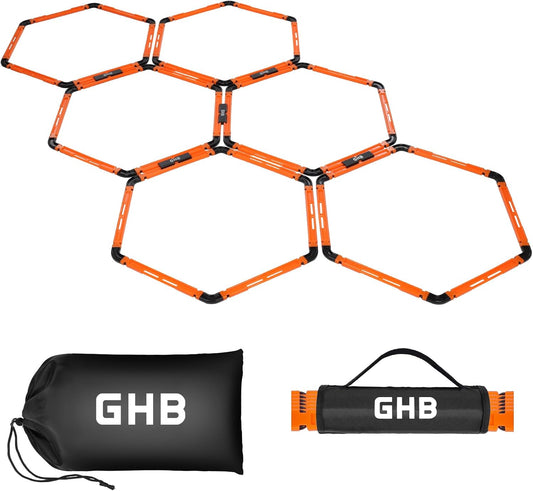 Hex Agility Rings Speed Rings with Carrying Bag 6 Set Portable Hexagon Rings, Agility Ladder for Agility Footwork Training