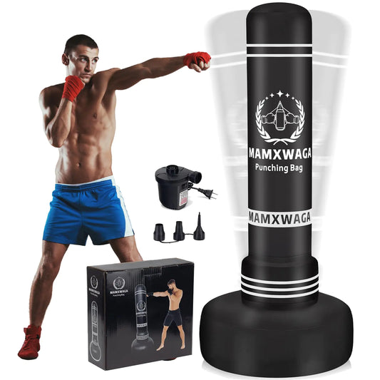 Standing Punching Bag with Stand Adult 70 Freestanding Heavy Boxing Bag with Electric Air Pump Youth Kickboxing Bags Inflatable
