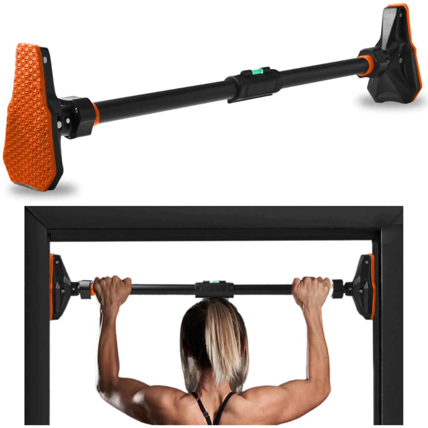 SQUATZ Adjustable Pull-Up & Chin-Up Bar - Door Frame Pullup & Doorway No-Screw No-Damage Hanging Bar for Home Strength Training Exercise Equipment for Men and Women (29 to 45 inches)