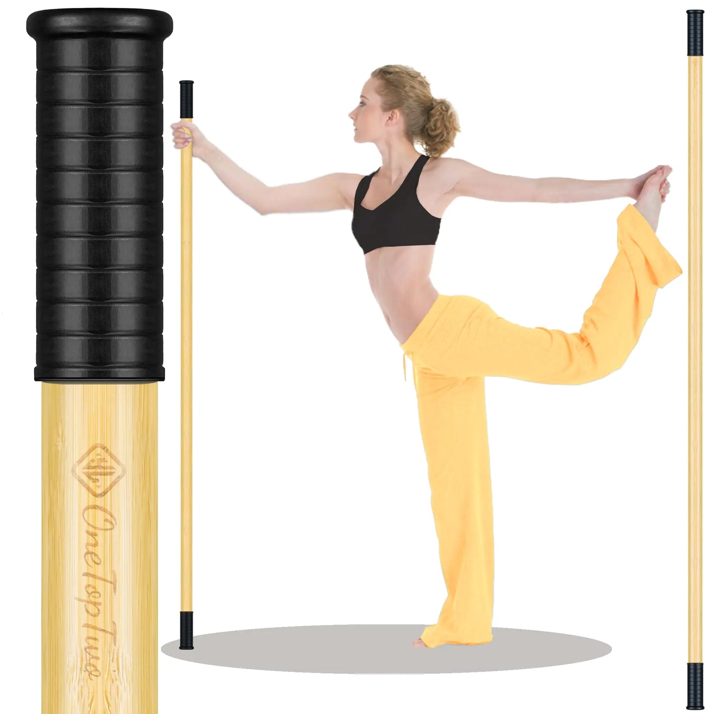 Yoga Stick Bamboo 5ft Long with Soft Ends-Stretching Stick-Workout Stick Exercise Bar-Pilates Stick-Balance Fitness Stick-Yoga Dowel Rod Shoulder Movement- Physiotherapy Stick-Posture Corrector Stick