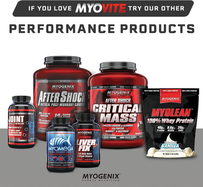 Myovite Multivitamins for Athletes - High Performance Vitamins for Men and Women Athletes, Daily Vitamins for Optimum Nutrition, Muscle Function, and General Health, 44 Packets per Box