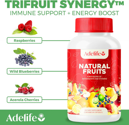 Fruit and Veggies Dietary Supplement, Total 120 Capsules, Earth Energy Fruits and Vegetables, Daily Vitamins, Super Fruits and Veggies Supplements, Vegetable Supplements for Adults,Made in USA