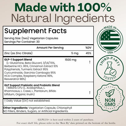 GLP-1 Supplement for Women and Men | Hunger & Metabolism Support - Expert Formulated to Support GLP1 Naturally | Probiotic and Prebiotic (60 Capsules)