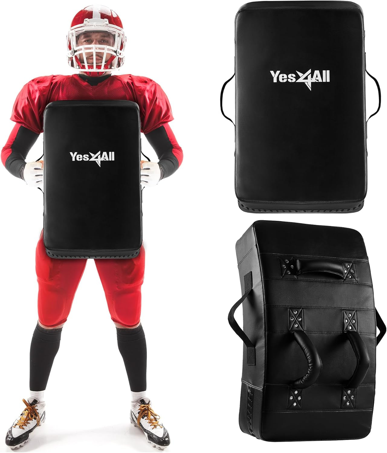 Blocking Pad, Solid Rivets & Durable Leather Shield Pads, American Football. Basketball Training Equipment, Football Blocking Pads - Ideal for Martial Arts, Contact Drills, Sparring, Karate